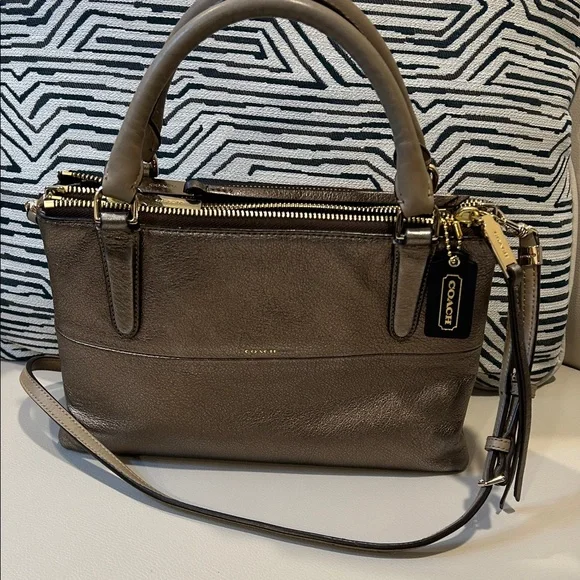 Coach Borough Leather Satchel in Metallic Bronze - Picture 5 of 12